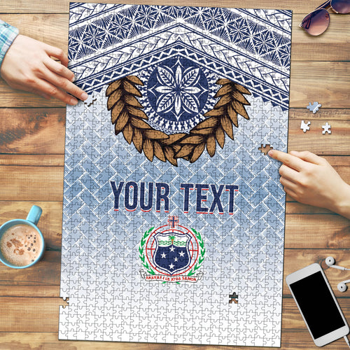 Manu Samoa Rugby Custom White Puzzle ʻIe Toga Pattern With Brown Ula fala