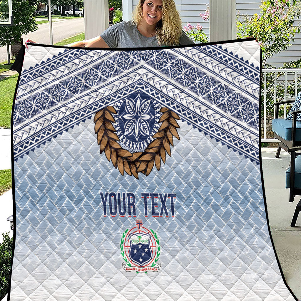 Manu Samoa Rugby Custom White Quilt ʻIe Toga Pattern With Brown Ula fala