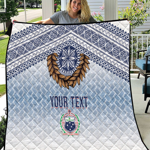 Manu Samoa Rugby Custom White Quilt ʻIe Toga Pattern With Brown Ula fala