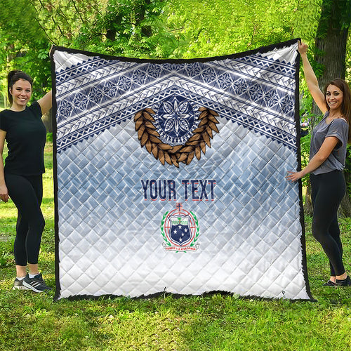 Manu Samoa Rugby Custom White Quilt ʻIe Toga Pattern With Brown Ula fala