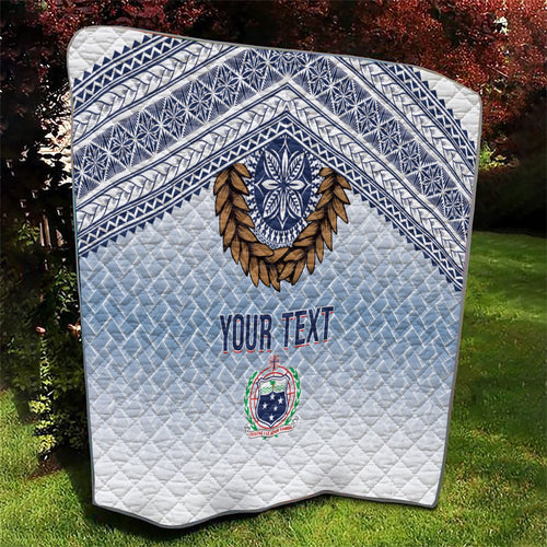 Manu Samoa Rugby Custom White Quilt ʻIe Toga Pattern With Brown Ula fala