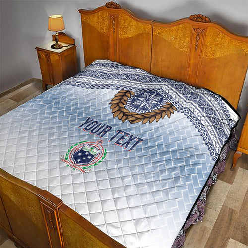 Manu Samoa Rugby Custom White Quilt ʻIe Toga Pattern With Brown Ula fala