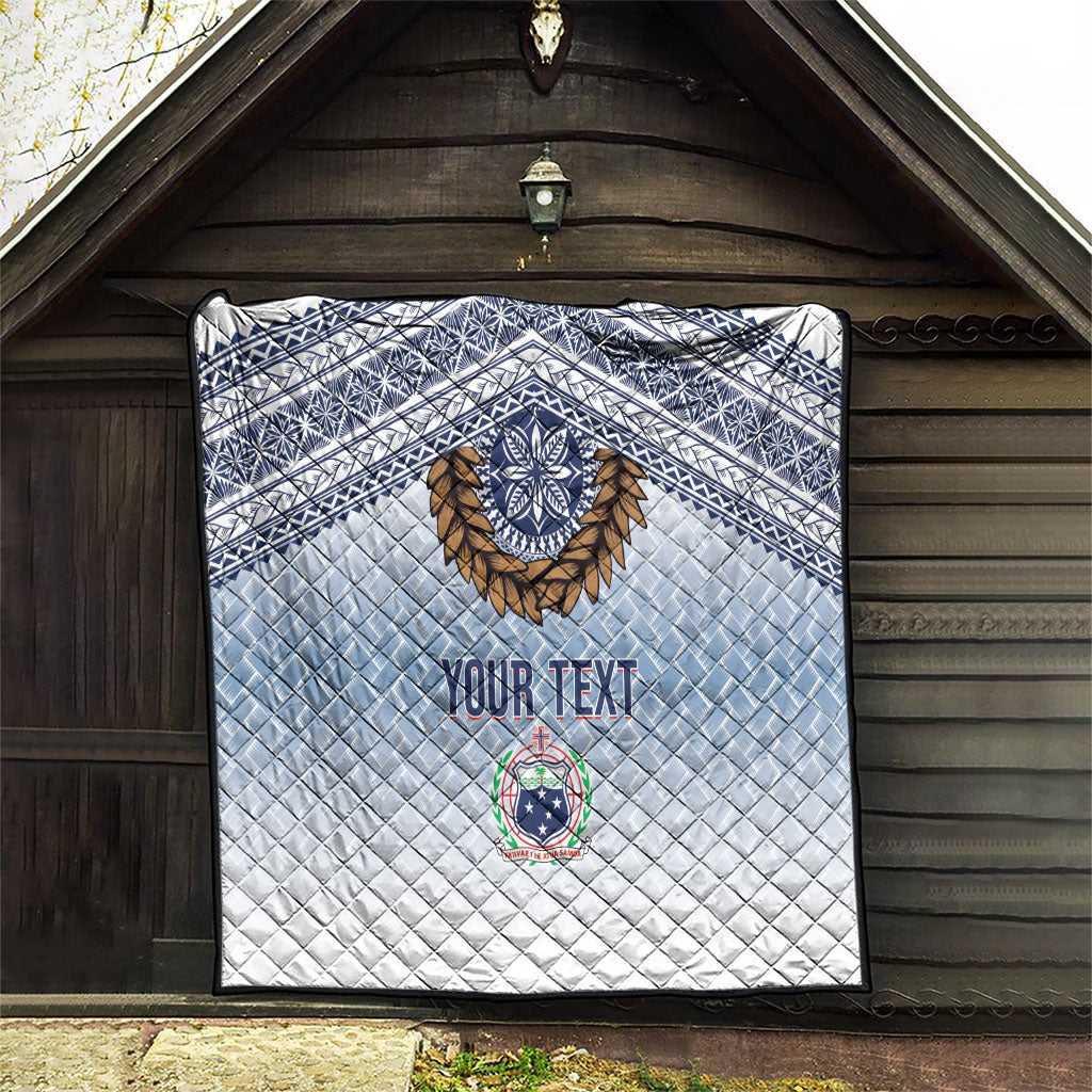 Manu Samoa Rugby Custom White Quilt ʻIe Toga Pattern With Brown Ula fala