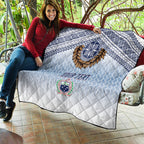 Manu Samoa Rugby Custom White Quilt ʻIe Toga Pattern With Brown Ula fala