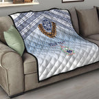 Manu Samoa Rugby Custom White Quilt ʻIe Toga Pattern With Brown Ula fala