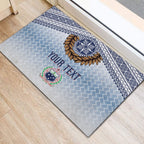 Manu Samoa Rugby Custom White Rubber Doormat ʻIe Toga Pattern With Brown Ula fala