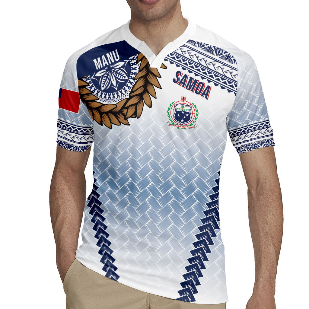 Manu Samoa Rugby Custom White Rugby Jersey ʻIe Toga Pattern With Brown Ula fala