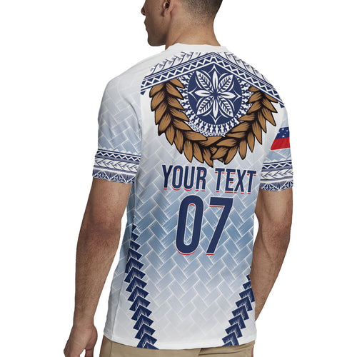 Manu Samoa Rugby Custom White Rugby Jersey ʻIe Toga Pattern With Brown Ula fala