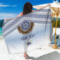 Manu Samoa Rugby Custom White Sarong ʻIe Toga Pattern With Brown Ula fala