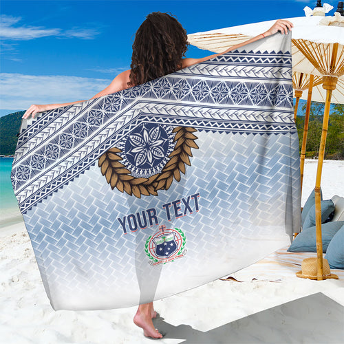 Manu Samoa Rugby Custom White Sarong ʻIe Toga Pattern With Brown Ula fala