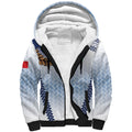 Manu Samoa Rugby Custom White Sherpa Hoodie ʻIe Toga Pattern With Brown Ula fala