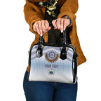 Manu Samoa Rugby Custom White Shoulder Handbag ʻIe Toga Pattern With Brown Ula fala