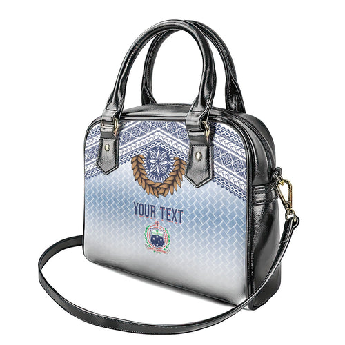 Manu Samoa Rugby Custom White Shoulder Handbag ʻIe Toga Pattern With Brown Ula fala
