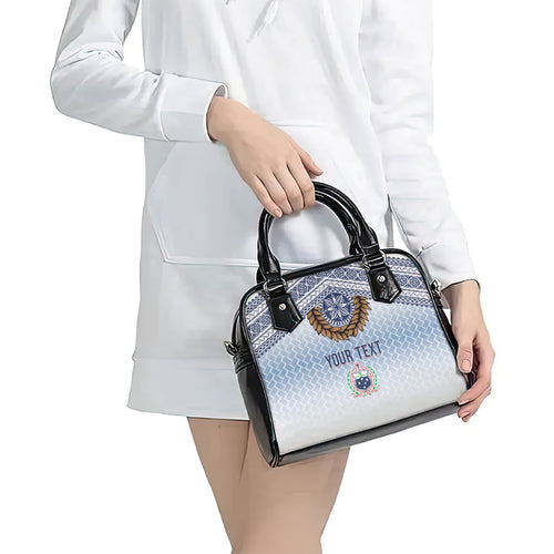 Manu Samoa Rugby Custom White Shoulder Handbag ʻIe Toga Pattern With Brown Ula fala