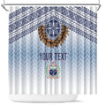 Manu Samoa Rugby Custom White Shower Curtain ʻIe Toga Pattern With Brown Ula fala