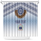 Manu Samoa Rugby Custom White Shower Curtain ʻIe Toga Pattern With Brown Ula fala