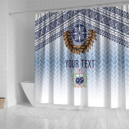 Manu Samoa Rugby Custom White Shower Curtain ʻIe Toga Pattern With Brown Ula fala