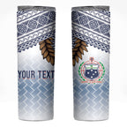Manu Samoa Rugby Custom White Skinny Tumbler ʻIe Toga Pattern With Brown Ula fala