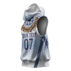 Manu Samoa Rugby Custom White Sleeveless Hoodie ʻIe Toga Pattern With Brown Ula fala