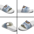 Manu Samoa Rugby Custom White Slide Sandals ʻIe Toga Pattern With Brown Ula fala