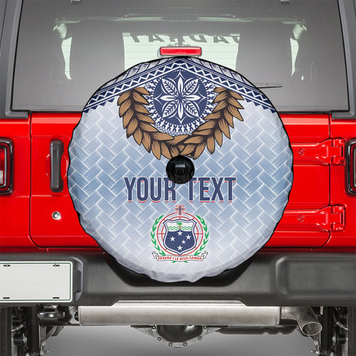 Manu Samoa Rugby Custom White Spare Tire Cover ʻIe Toga Pattern With Brown Ula fala