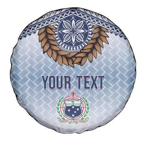 Manu Samoa Rugby Custom White Spare Tire Cover ʻIe Toga Pattern With Brown Ula fala