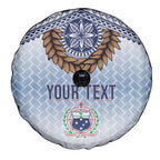 Manu Samoa Rugby Custom White Spare Tire Cover ʻIe Toga Pattern With Brown Ula fala