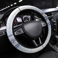 Manu Samoa Rugby White Steering Wheel Cover ʻIe Toga Pattern With Brown Ula fala