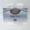 Manu Samoa Rugby Custom White Tablecloth ʻIe Toga Pattern With Brown Ula fala