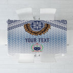 Manu Samoa Rugby Custom White Tablecloth ʻIe Toga Pattern With Brown Ula fala