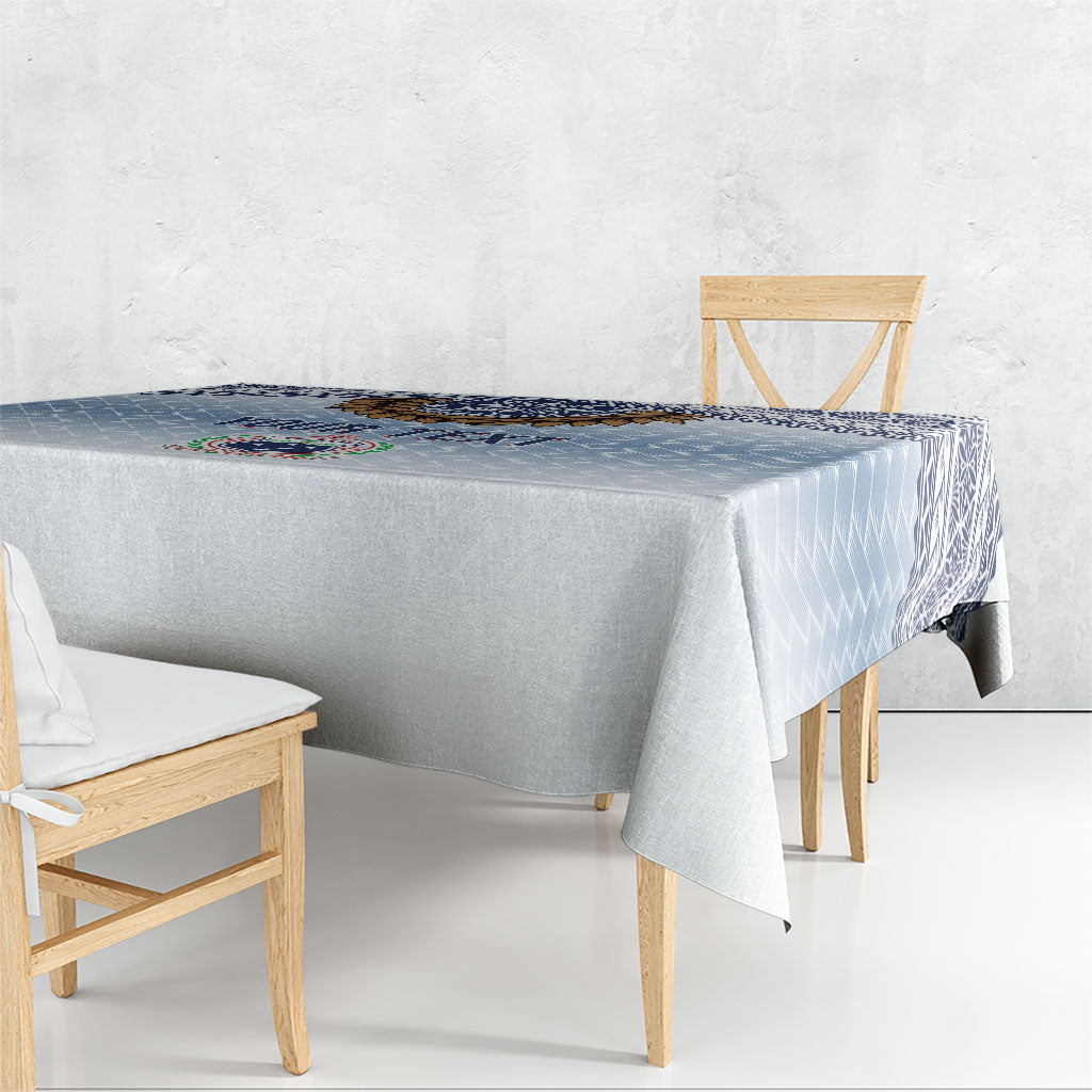Manu Samoa Rugby Custom White Tablecloth ʻIe Toga Pattern With Brown Ula fala