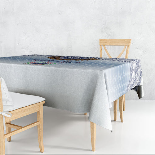 Manu Samoa Rugby Custom White Tablecloth ʻIe Toga Pattern With Brown Ula fala
