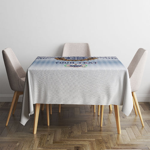 Manu Samoa Rugby Custom White Tablecloth ʻIe Toga Pattern With Brown Ula fala