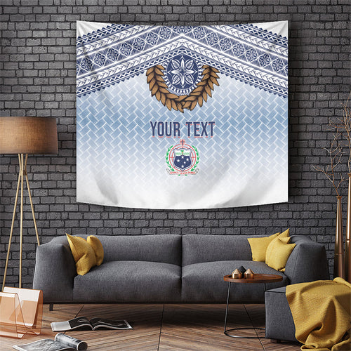Manu Samoa Rugby Custom White Tapestry ʻIe Toga Pattern With Brown Ula fala