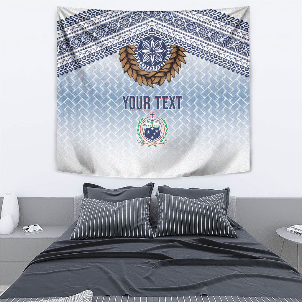 Manu Samoa Rugby Custom White Tapestry ʻIe Toga Pattern With Brown Ula fala