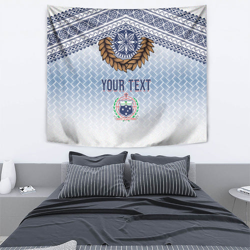 Manu Samoa Rugby Custom White Tapestry ʻIe Toga Pattern With Brown Ula fala