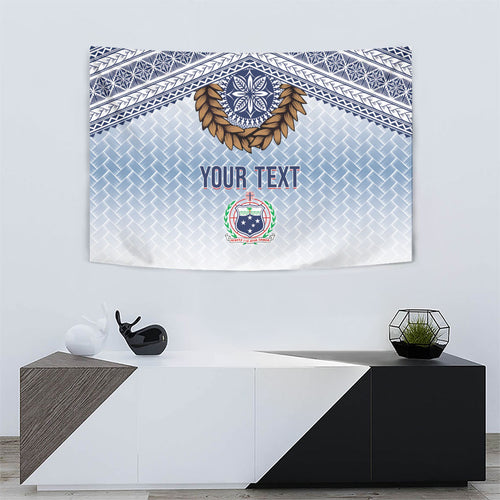 Manu Samoa Rugby Custom White Tapestry ʻIe Toga Pattern With Brown Ula fala