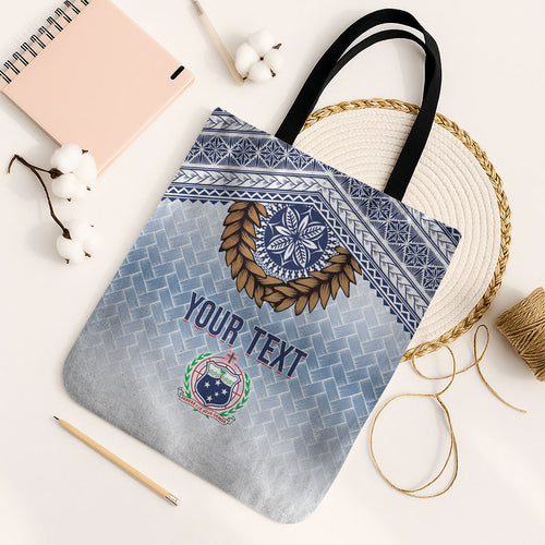Manu Samoa Rugby Custom White Tote Bag ʻIe Toga Pattern With Brown Ula fala