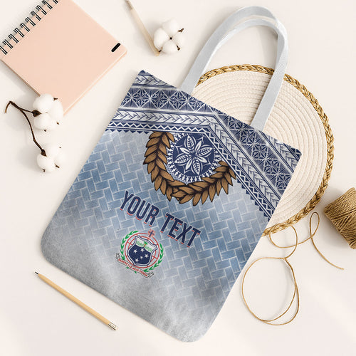 Manu Samoa Rugby Custom White Tote Bag ʻIe Toga Pattern With Brown Ula fala