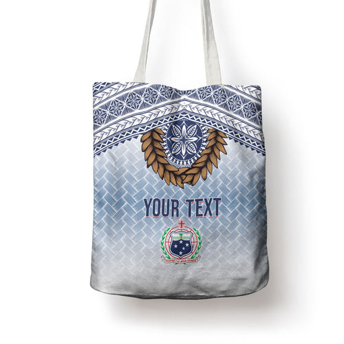 Manu Samoa Rugby Custom White Tote Bag ʻIe Toga Pattern With Brown Ula fala