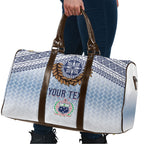 Manu Samoa Rugby Custom White Travel Bag ʻIe Toga Pattern With Brown Ula fala