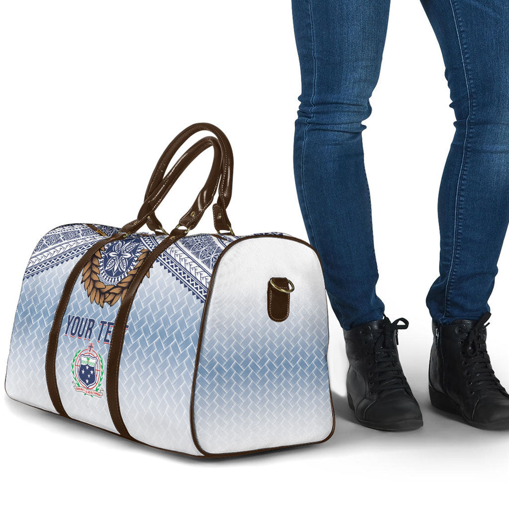Manu Samoa Rugby Custom White Travel Bag ʻIe Toga Pattern With Brown Ula fala