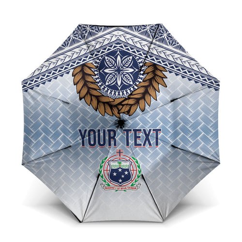 Manu Samoa Rugby Custom White Umbrella ʻIe Toga Pattern With Brown Ula fala