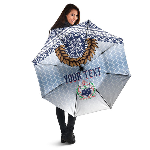 Manu Samoa Rugby Custom White Umbrella ʻIe Toga Pattern With Brown Ula fala