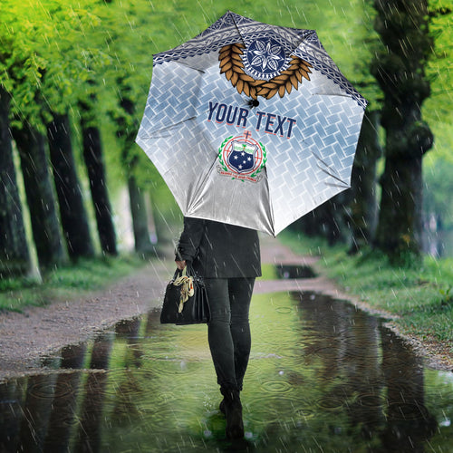 Manu Samoa Rugby Custom White Umbrella ʻIe Toga Pattern With Brown Ula fala