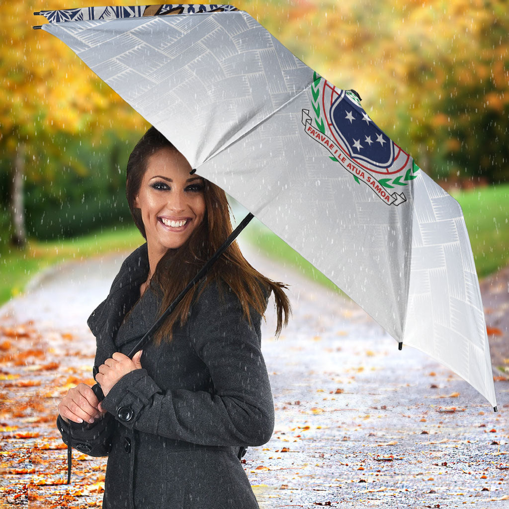 Manu Samoa Rugby Custom White Umbrella ʻIe Toga Pattern With Brown Ula fala