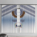 Manu Samoa Rugby Custom White Window Curtain ʻIe Toga Pattern With Brown Ula fala