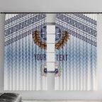 Manu Samoa Rugby Custom White Window Curtain ʻIe Toga Pattern With Brown Ula fala