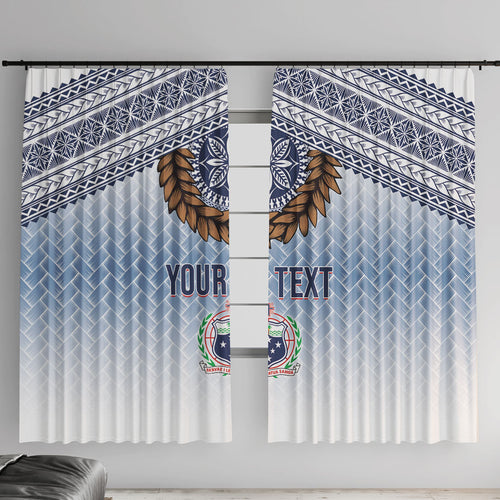 Manu Samoa Rugby Custom White Window Curtain ʻIe Toga Pattern With Brown Ula fala