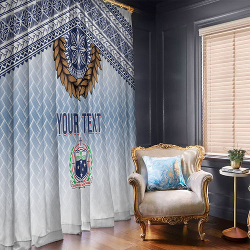 Manu Samoa Rugby Custom White Window Curtain ʻIe Toga Pattern With Brown Ula fala